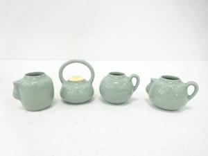 京焼　富田静山造　青磁　四滴茶入